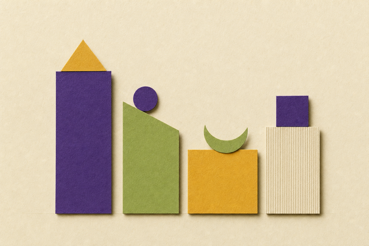 Editorial illustration of four paper buildings on a Manchester street, each with its own rooftop signal, suggesting different MSPs serving different kinds of business.