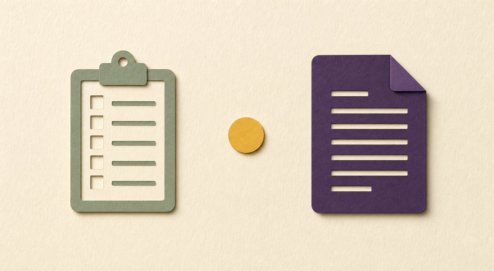 Editorial illustration of a checklist tablet floating above a contract, suggesting a buyer's evaluation framework.
