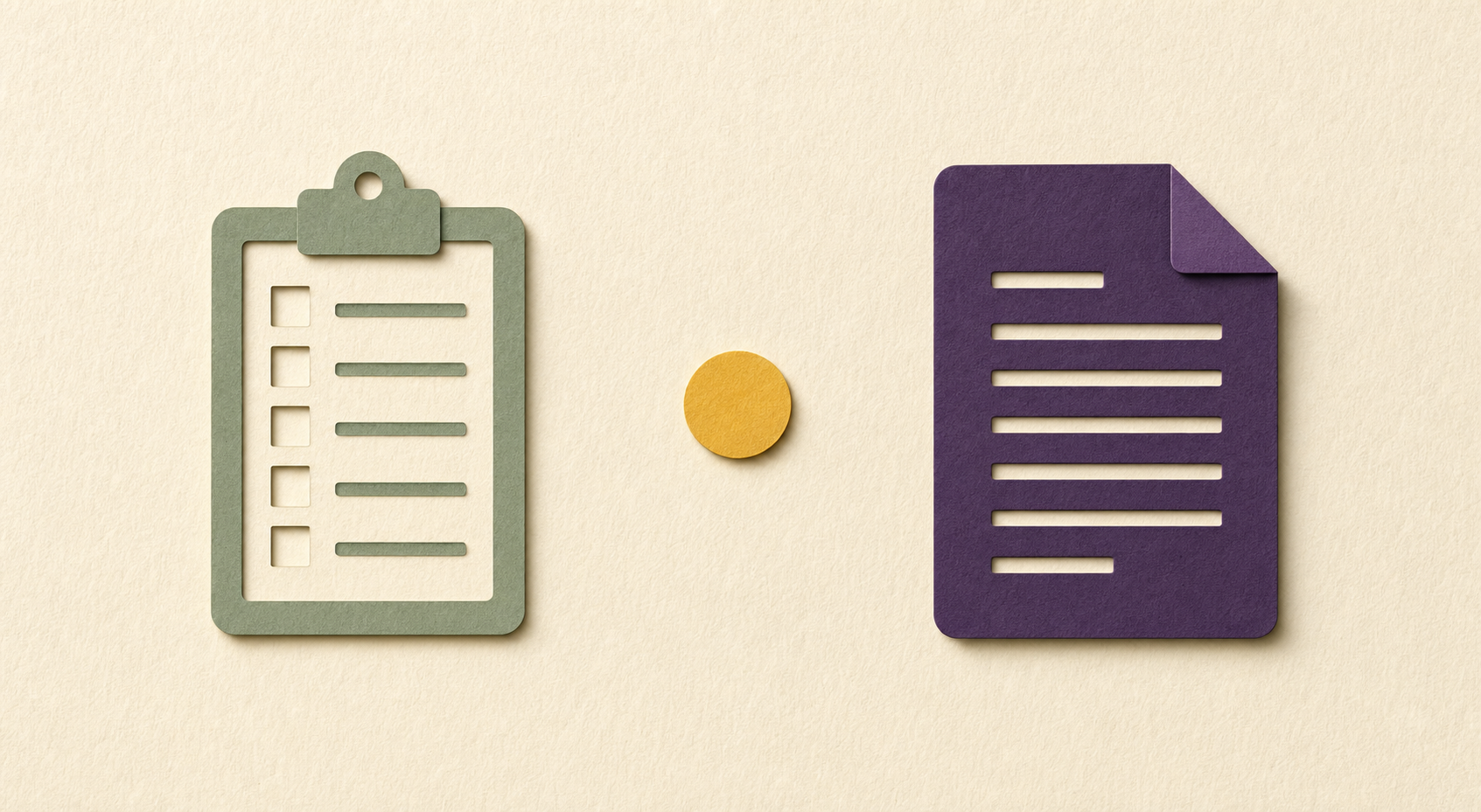 Editorial illustration of a checklist tablet floating above a contract, suggesting a buyer's evaluation framework.