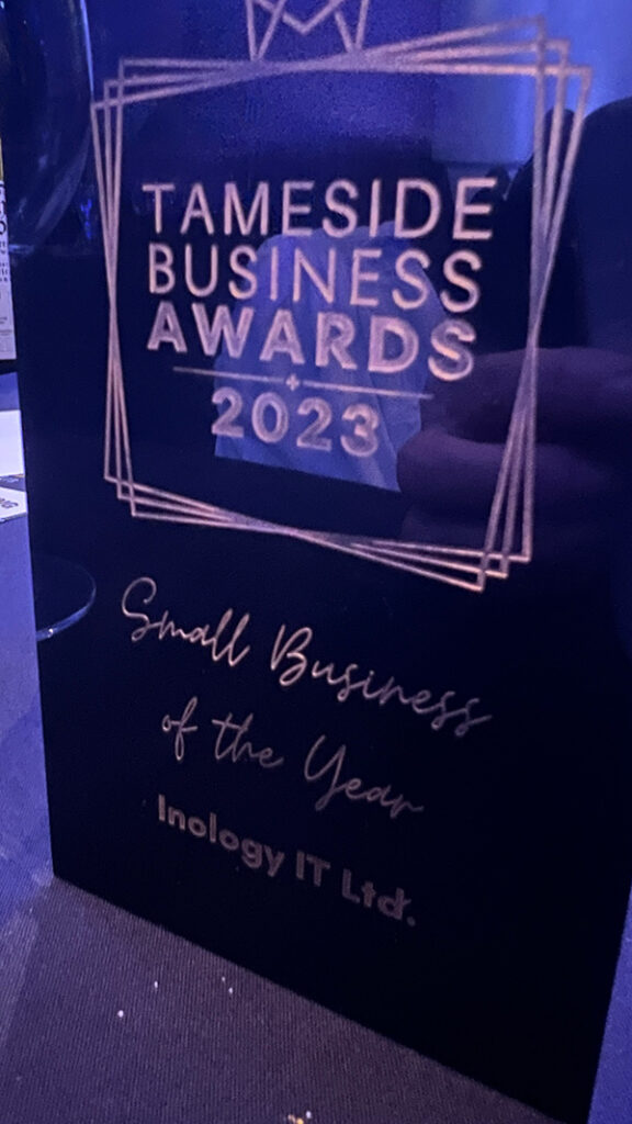 Tameside Business Awards-Inology IT- Small Business Winner Trophy